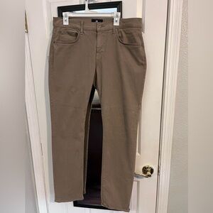 7 For All Mankind Luxe Performance Pants 34W 33L Tan Khaki Straight Fit